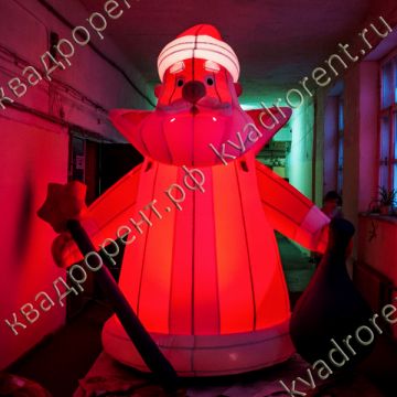 Надувная фигура с подсветкой Дед Мороз с посохом